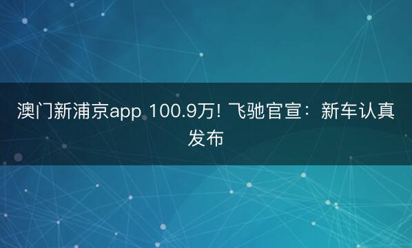 澳门新浦京app 100.9万! 飞驰官宣：新车认真发布