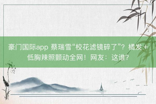 豪门国际app 蔡瑞雪“校花滤镜碎了”？橘发＋低胸辣照颤动全网！网友：这谁？