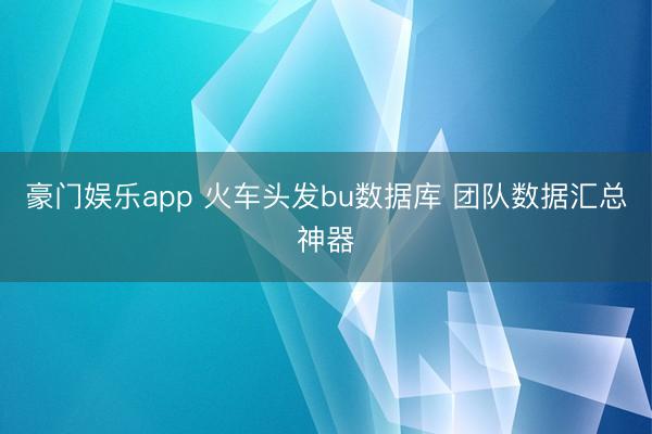 豪门娱乐app 火车头发bu数据库 团队数据汇总神器
