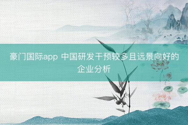 豪门国际app 中国研发干预较多且远景向好的企业分析
